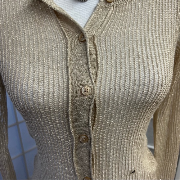 Express Cardigan Size EXTRA SMALL Gold Shimmer - Picture 3 of 6